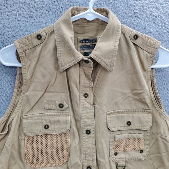 Ralph Lauren Fishing Cargo Utility Safari Vest Womens Size M Sleeveless Vintage - Picture 3 of 10